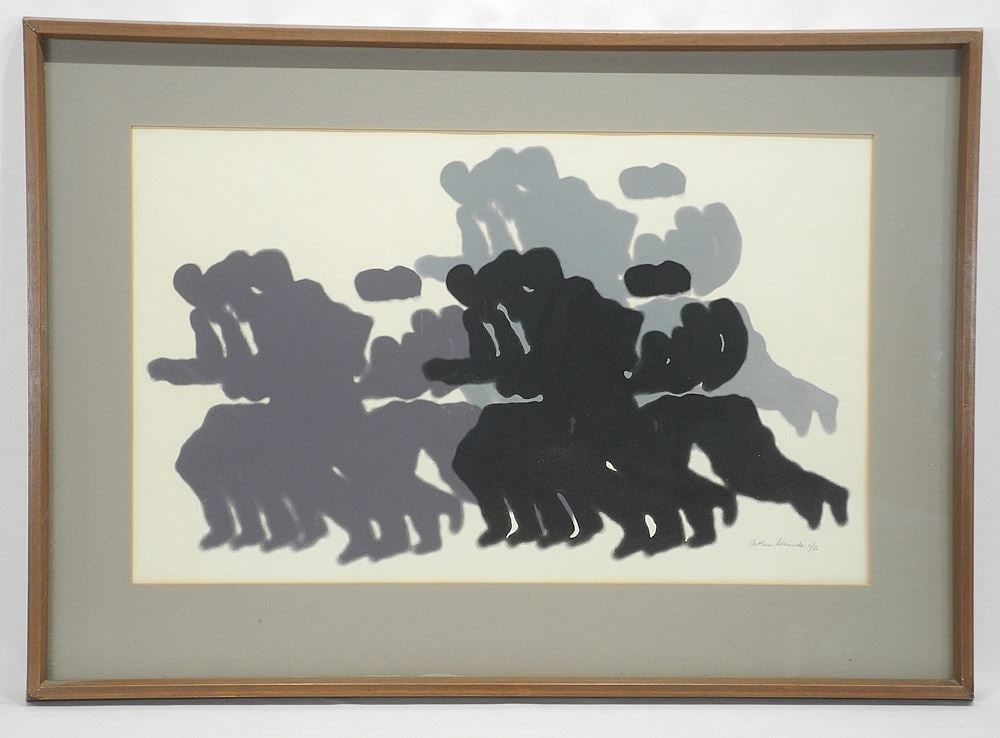 Serigraph signed Arthur Secunda, 15 5/8 x 27 1/2", "Running Figures" #6/50. (1 of 3)