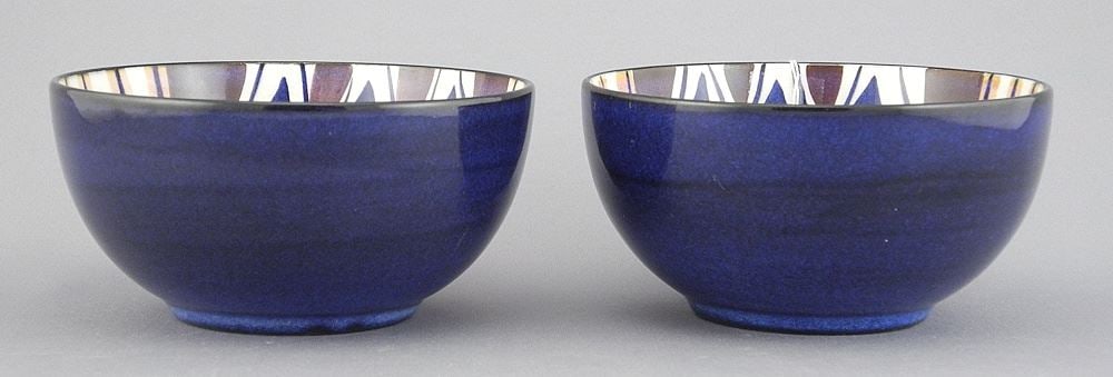 Pair of Royal Copenhagen Aluminia Bowls, Design: Ingea Lisa Koefod, 4 3/8" Diameter.: Pair of Royal Copenhagen Aluminia Bowls, Design: Ingea Lisa Koefod, 4 3/8" Diameter.