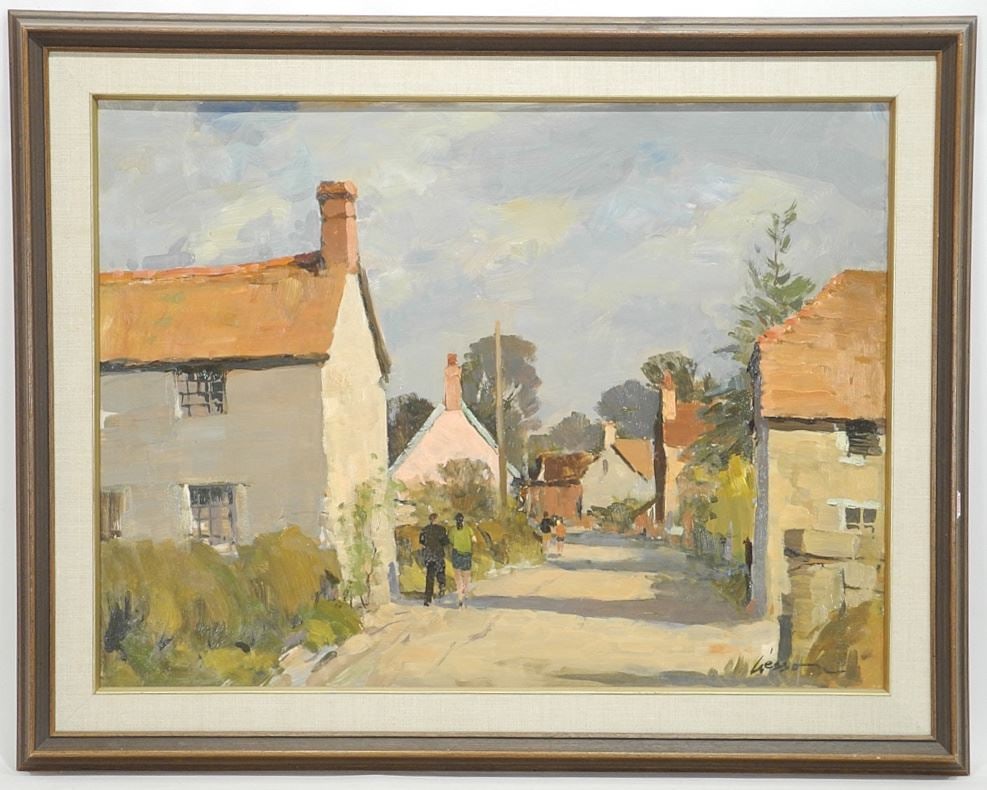 Oil on Masonite signed (Edward) Wesson, 18 x 24", "Fovant Wilts".: Oil on Masonite signed (Edward) Wesson, 18 x 24", "Fovant Wilts".