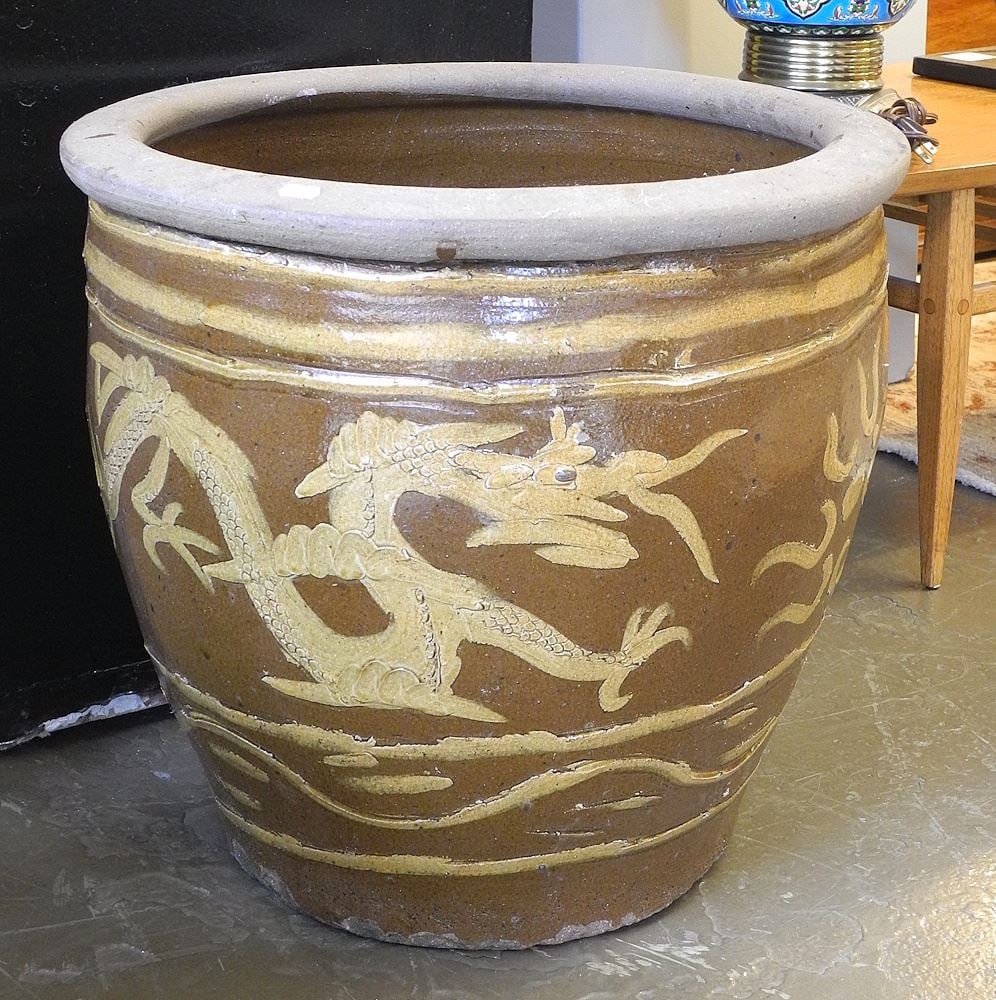 Chinese Stoneware Egg Crate, 18 1/2" h (crack noted). (1 of 3)