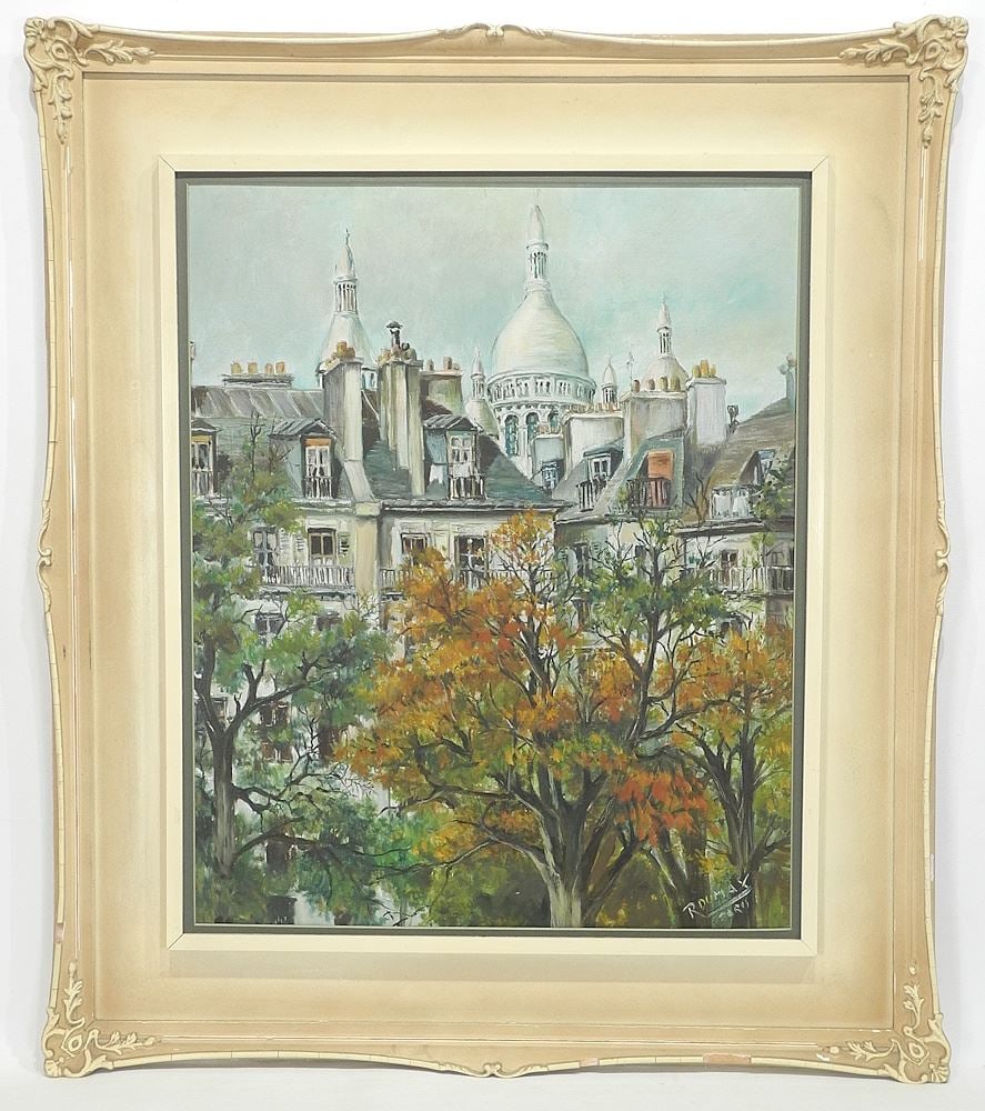 Oil on Board signed R. (Roger) Dumax Paris, 23 x 18 1/4", "La Sacre Couer la Montmartre". (1 of 4)
