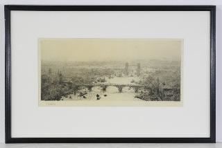 Etching signed W.L.(William Lionel) Wyllie, 7 x 15 1/8", "View of the Thames". (1 of 5)
