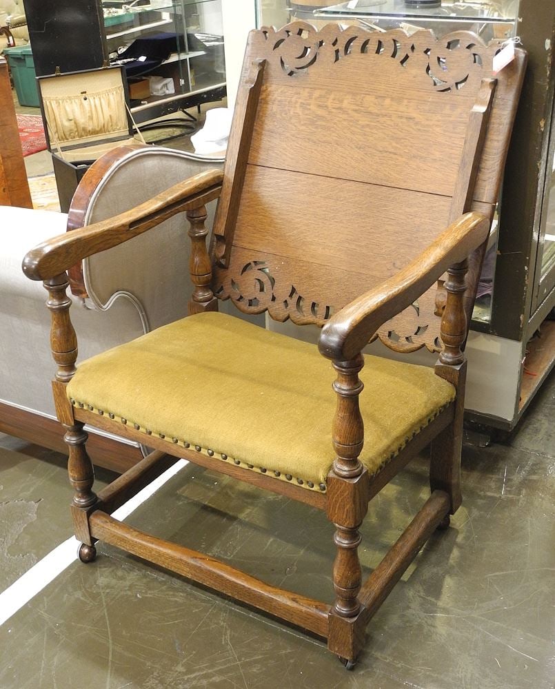 Pioneer Stores Liverpool Oak "Monks" Chair.: Pioneer Stores Liverpool Oak "Monks" Chair.