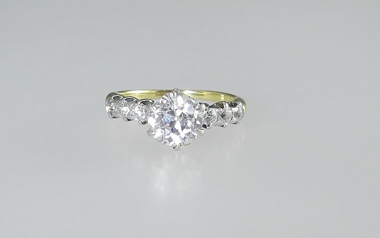 22K Gold Solitaire Diamond Ring, Chipped,Size 5 1/2, 3.87g. (1 of 5)