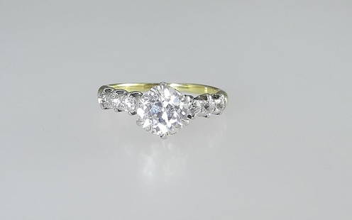 22K Gold Solitaire Diamond Ring, Chipped,Size 5 1/2, 3.87g.: 22K Gold Solitaire Diamond Ring, Chipped,Size 5 1/2, 3.87g.