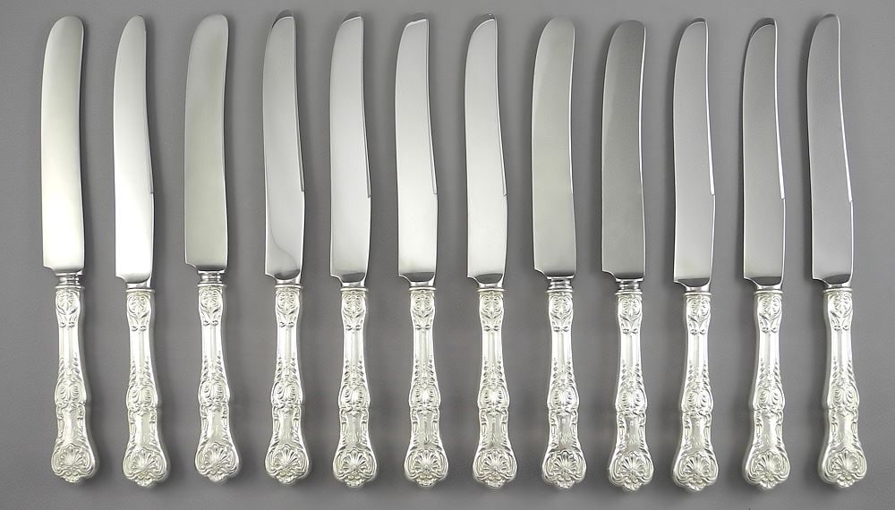 Twelve Gorham Spaulding Co. Sterling Silver Dinner Knives, 9 1/2"L. (1 of 6)