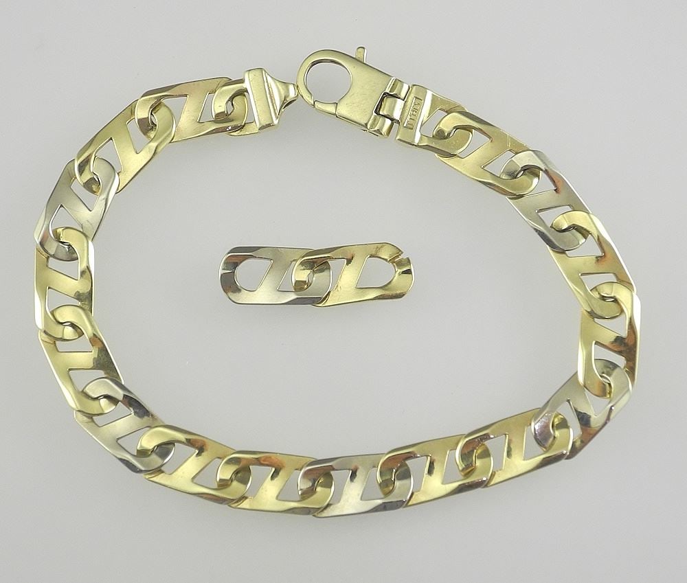 14K Italy Gold Bracelet with Two Extra Links, 7 3/8" Long, 20.1 Grams. (1 of 3)