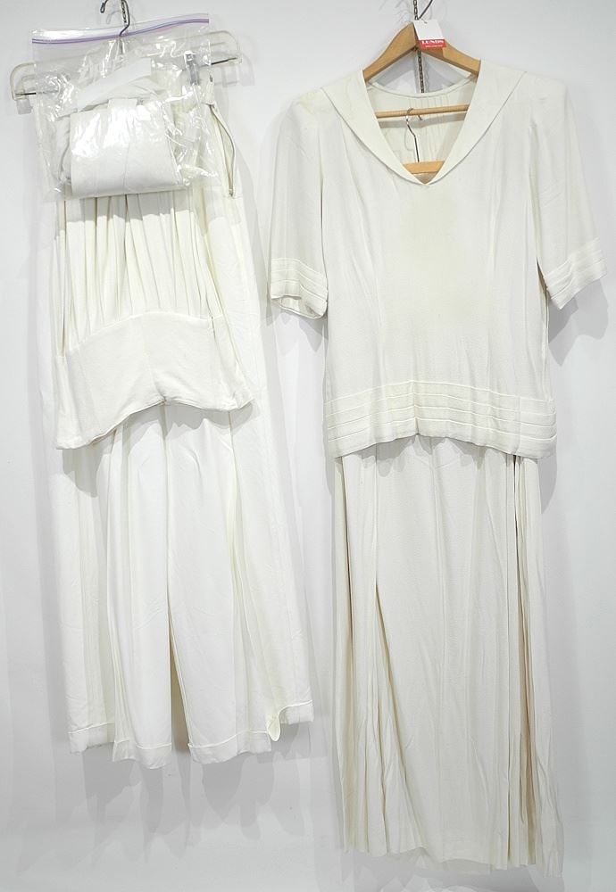 Collection of Vintage Off-White Dresses/Shirts/Garments.: Collection of Vintage Off-White Dresses/Shirts/Garments.