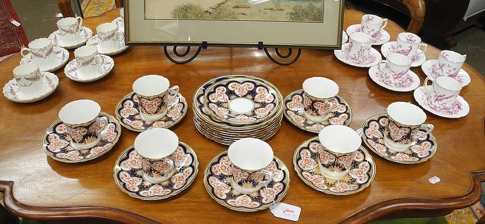 Collection of Royal Crown Derby/ Shelley/Royal Worcester Demi Tasse Cup & Saucers.: Collection of Royal Crown Derby/ Shelley/Royal Worcester Demi Tasse Cup & Saucers.