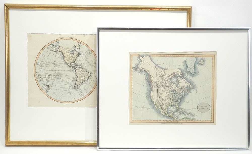 Two Antique Maps: "North America" & "Mappi Mundi", J. Cary 1876, Larger 9 7/8 x 18 3/4". (1 of 3)