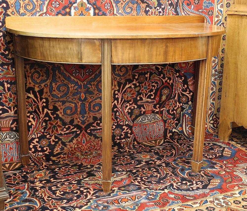 Antique Mahogany Demi Lune Console Table, 50"w. (1 of 3)
