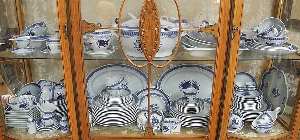 Set of Royal Copenhagen Tranqueber Blue Dinner China.: Set of Royal Copenhagen Tranqueber Blue Dinner China.