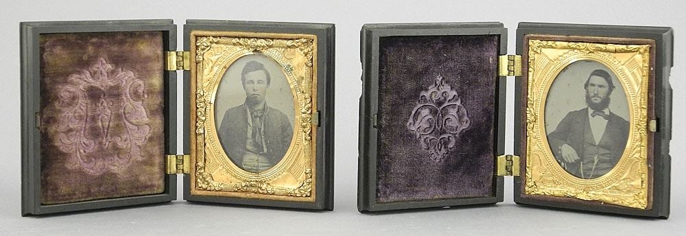 2 Daguerreotypes, Gentleman Sitters, "Constitution and the Laws" Case Dated 1857, 3"h. (1 of 5)