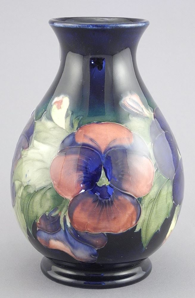 Moorcroft Pansy Vase, 6 1/8"h. (1 of 3)
