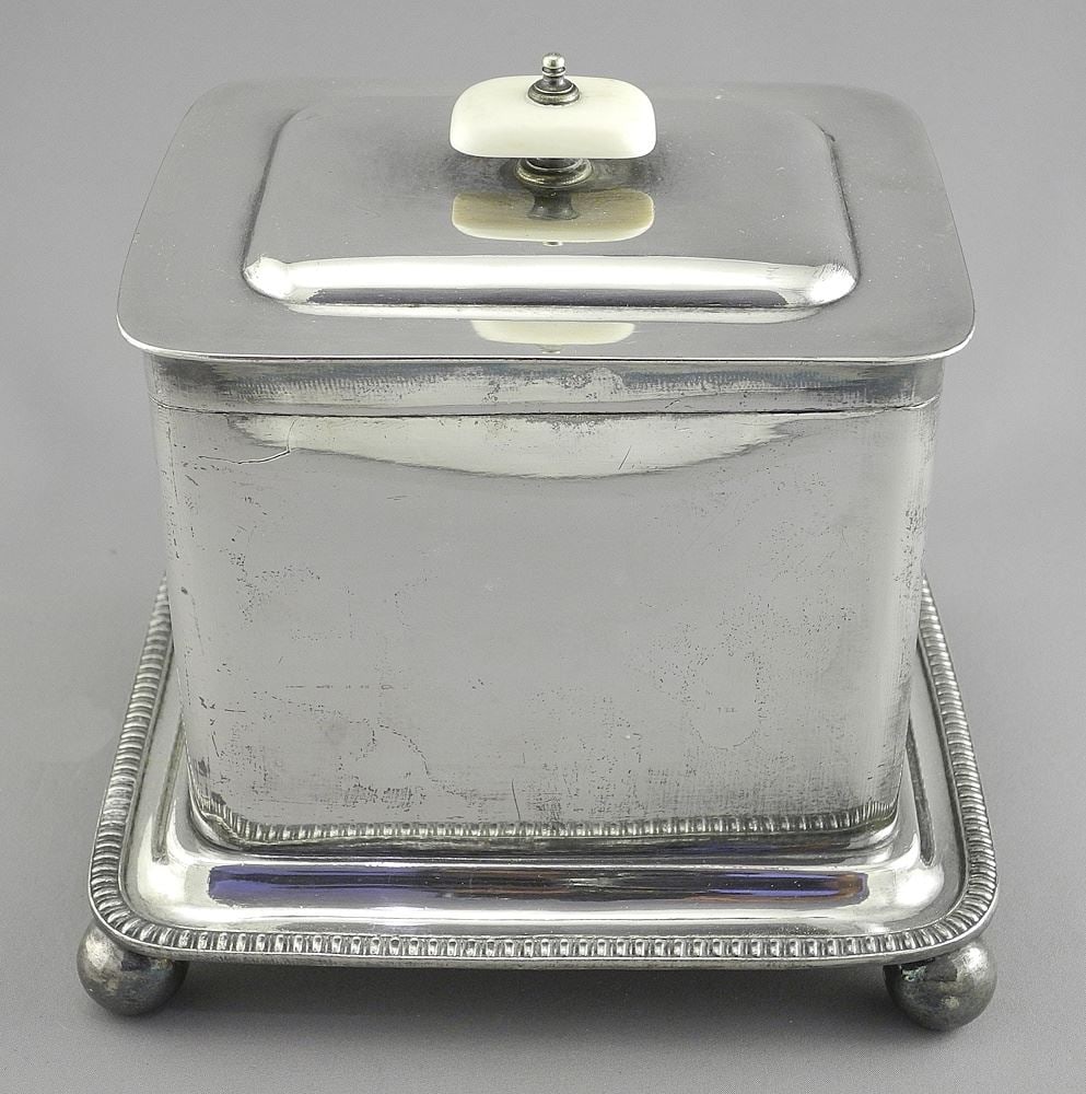 James Dixon & Sons Silver Plated Footed Box, 6 1/8 x 6 1/2 x 5 7/8", NO EXPORT. (1 of 4)