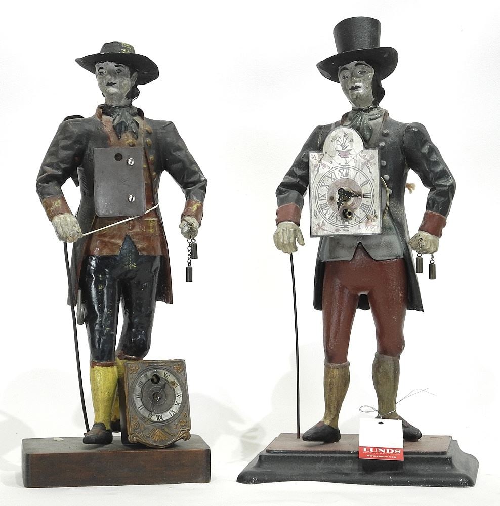 Two Figural Clocks, 15 & 16"h (as found/condition noted). (1 of 2)