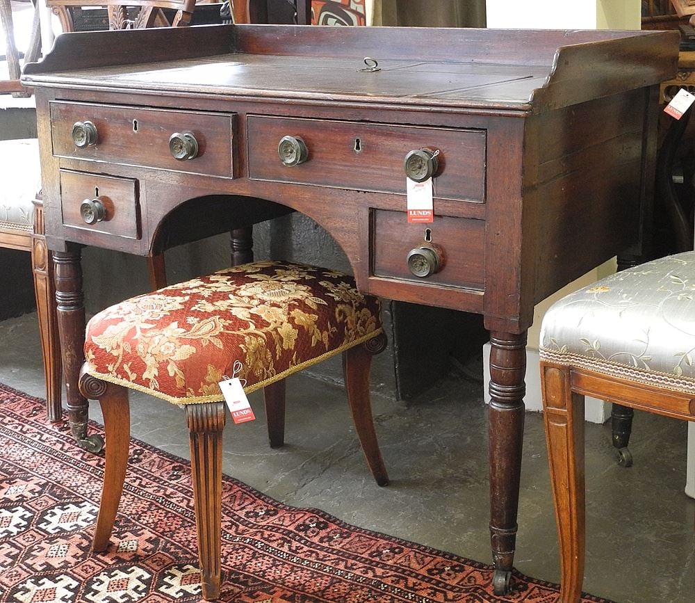 Early 19th C. Galleried Mahogany Metamorphic Desk, 33 3/4"h.: Early 19th C. Galleried Mahogany Metamorphic Desk, 33 3/4"h.