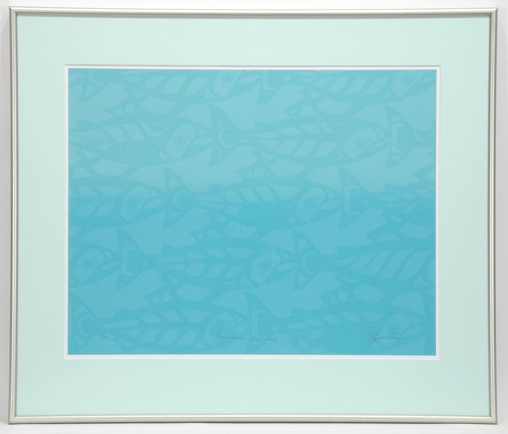 Serigraph signed Roy H. (Henry) Vickers'90, 14 1/4 x 18 1/4", "Cowichan Salmon" #22/50. (1 of 3)