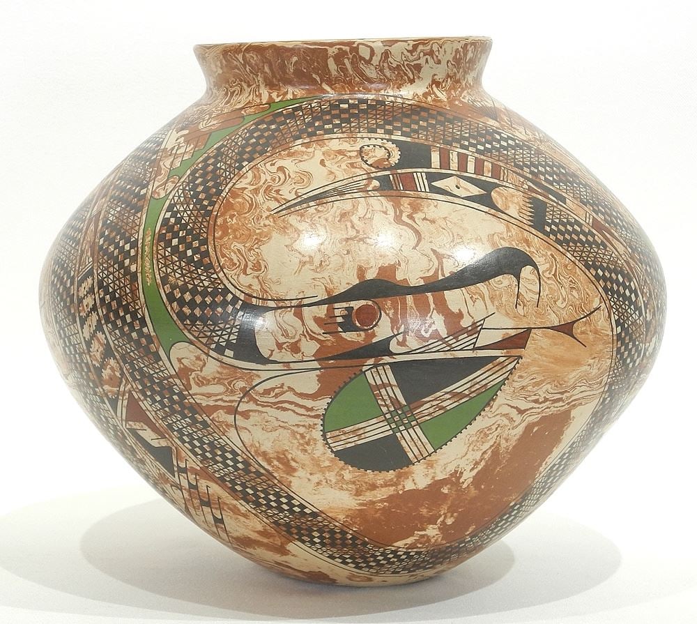 Mata Ortiz Pottery Vase, Mexico, 9 1/2"h. (1 of 3)