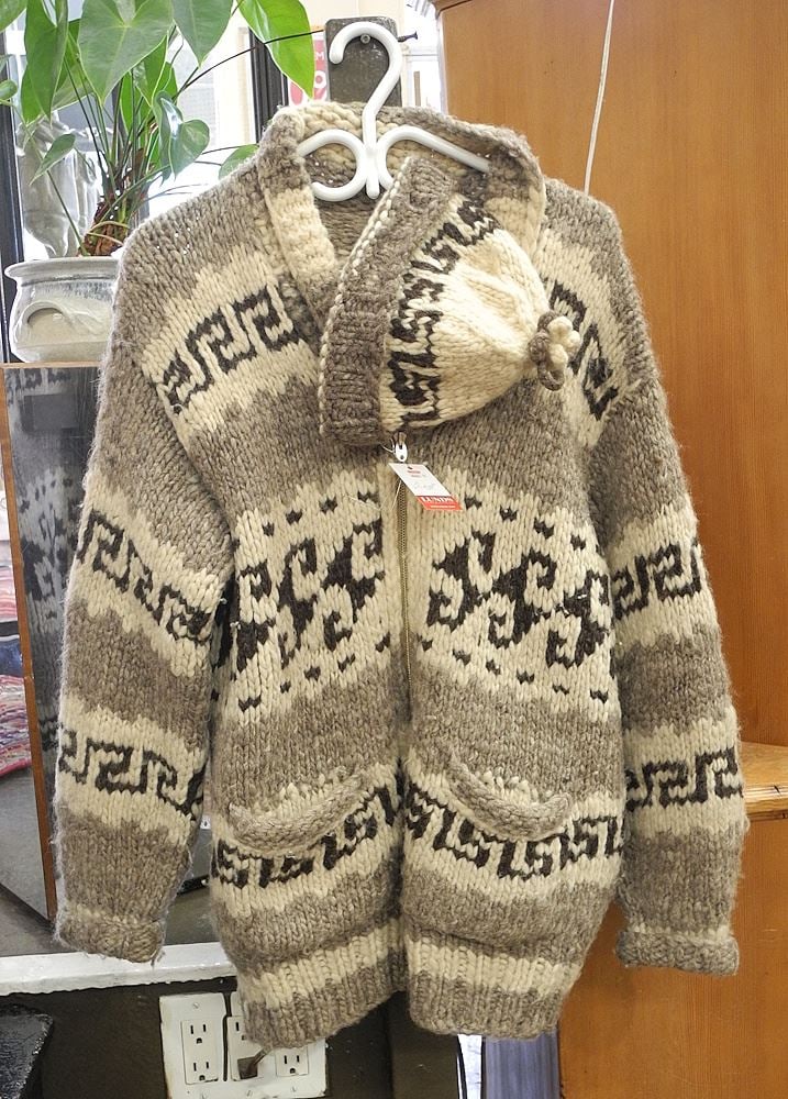Vintage Cowichan Sweater with Matching Toque, Mens Small C.1970's.: Vintage Cowichan Sweater with Matching Toque, Mens Small C.1970's.