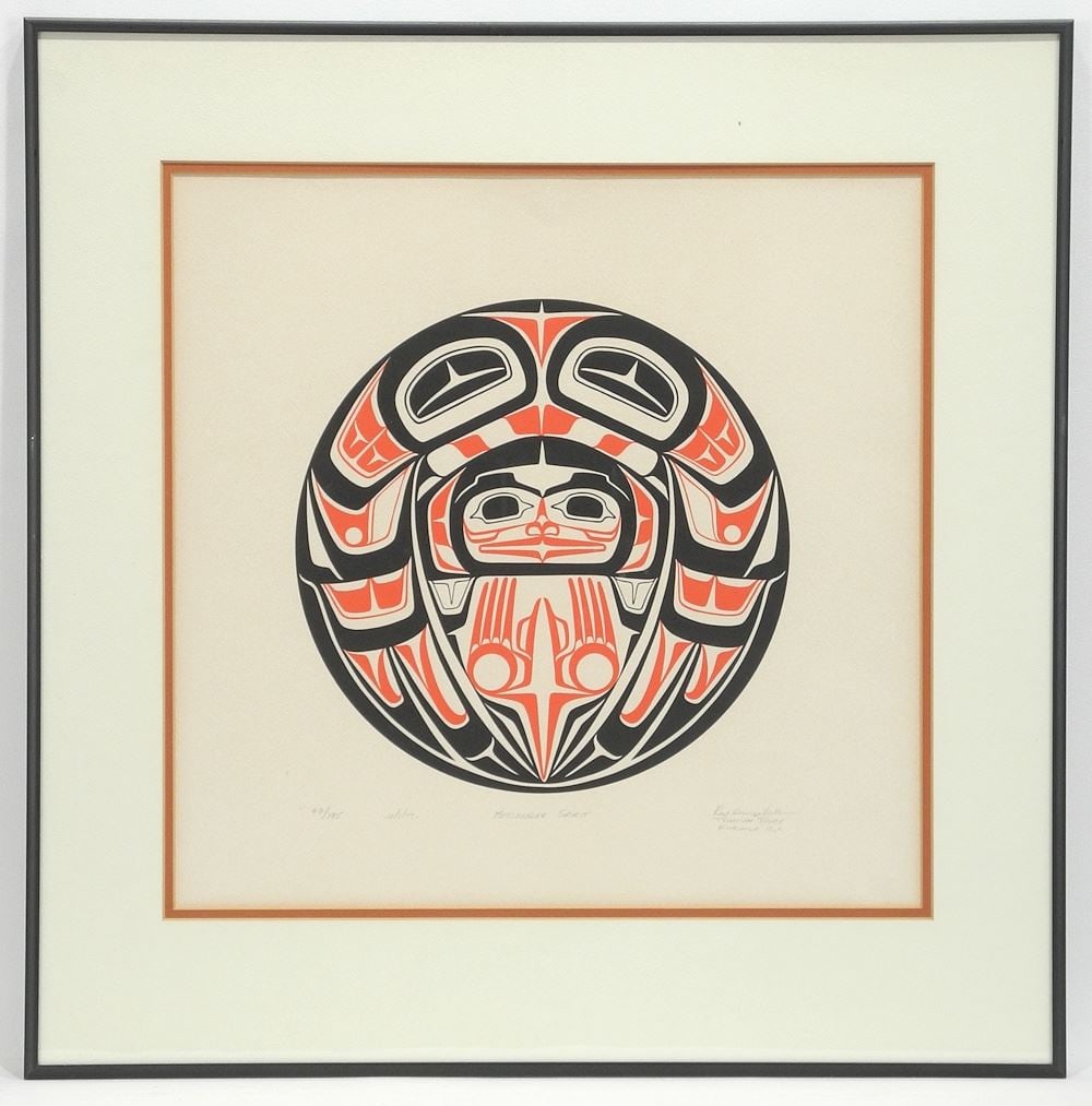 Serigraph signed Roy Henry Vickers, 14 x 14 1/4", "Messenger Spirit" 10/1/77 #43/195. (1 of 3)