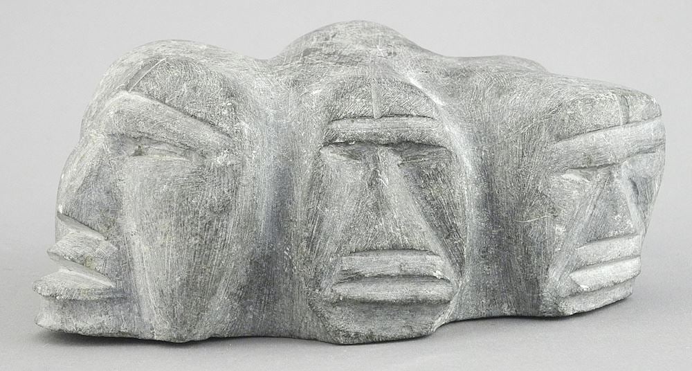 Inuit Stone Carving, 2 5/8 x 6 1/4 x 3 5/8", "Six Faces", Carving Number 9916264. (1 of 2)