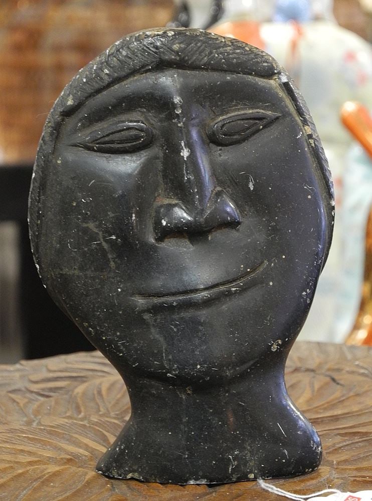 Inuit Stone Head signed with Syllabics, 4 3/4"h. (1 of 3)