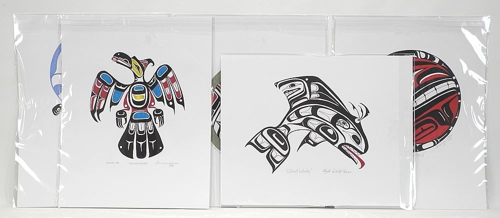 5 Native Ink Drawings, 11 x 14", Clyde Whitehorse/Charz'ee Oni (3)/ J.Washington.: 5 Native Ink Drawings, 11 x 14", Clyde Whitehorse/Charz'ee Oni (3)/ J.Washington.