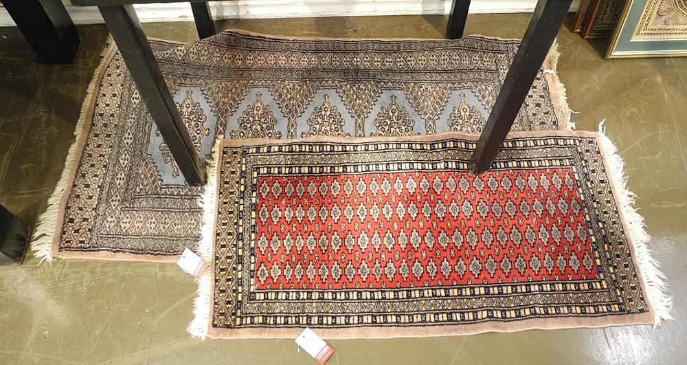 Two Hand Knotted Turkmen Mats: 3'2" x 1'6" & 3'11" x 2'1". (1 of 1)