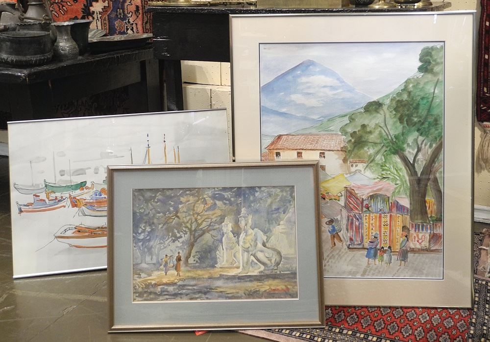Three Watercolour: Peru/Vietnam/ Haiti, Largest 24 1/2 x 17 1/2".: Three Watercolour: Peru/Vietnam/ Haiti, Largest 24 1/2 x 17 1/2".