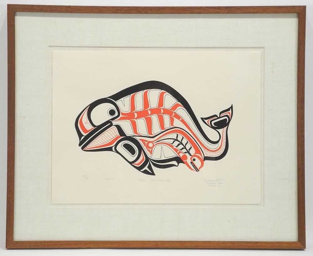 Serigraph signed Roy Henry Vickers, 11 x 15", "Tuaq-The Only One", 9/21/77 #44/195. (1 of 3)