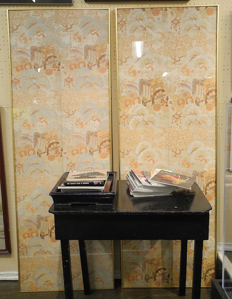 2 Japanese Textile Panels, Framed, 71 1/2 x 24 1/2". (1 of 2)