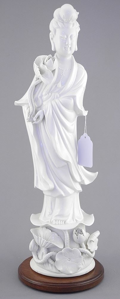 Blanc de Chine Porcelain Figure of Guanyin, 14 1/2"h.: Blanc de Chine Porcelain Figure of Guanyin, 14 1/2"h.
