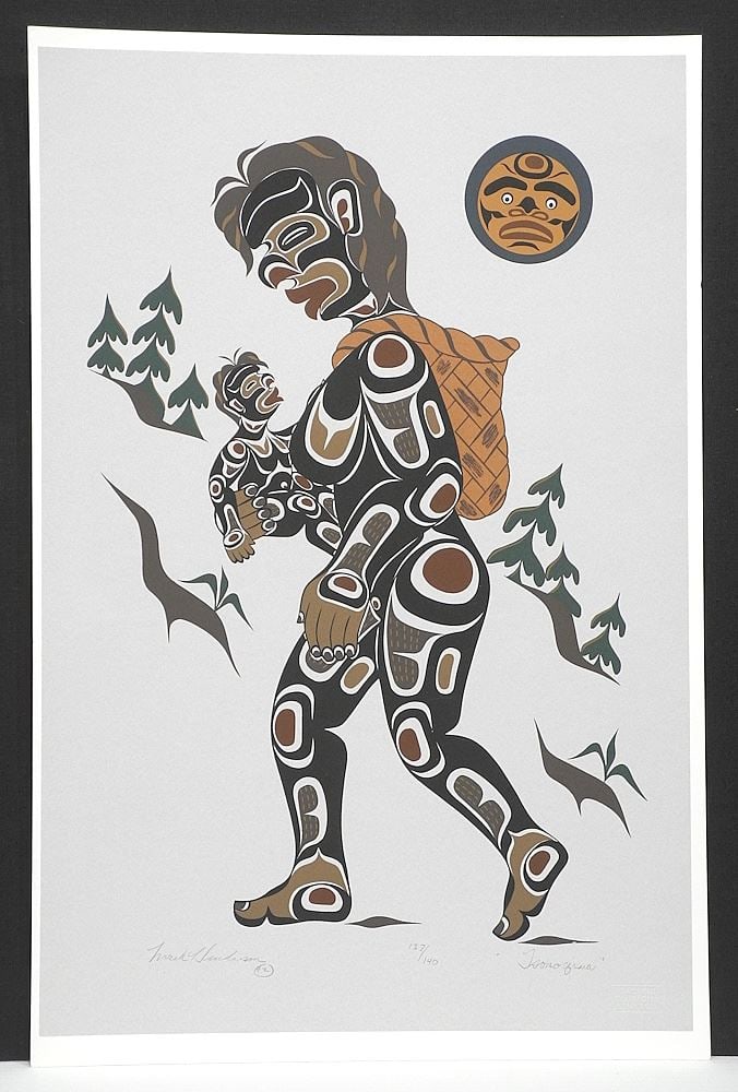 Serigraph signed Mark Henderson, 19 3/4 x 13", "Tsonoqua" #137/140, Unframed. (1 of 3)