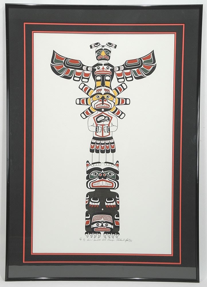 Kwagiulth Serigraph signed Richard Hunt/88, 24 5/8 x 15 1/2", "Kwagiulth Pole Design" #4 (1 of 3)