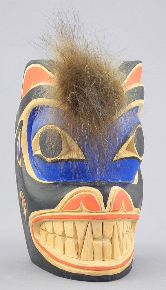 Hesquiat Miniature Mask signed Eric Amos, 5 7/8"h, "Bear", NO EXPORT. (1 of 4)