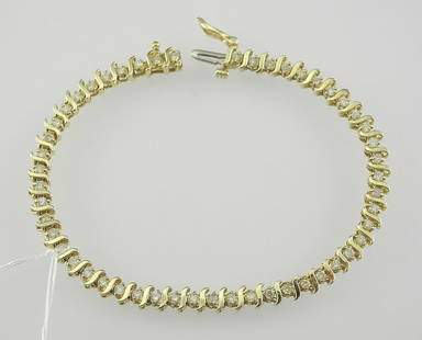 14K Gold & Diamond Tennis Bracelet, 9.75g.: 14K Gold & Diamond Tennis Bracelet, 9.75g.