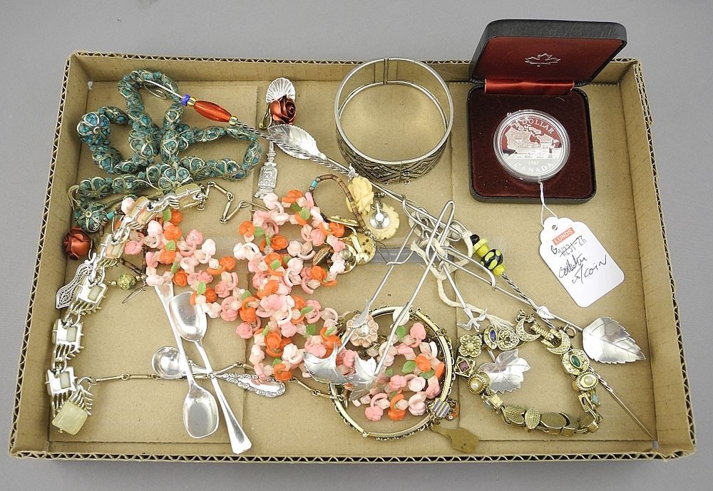 Collection of Costume Jewelry & Sundries with 1981 Canada Transcontinental Railway D: Collection of Costume Jewelry & Sundries with 1981 Canada Transcontinental Railway D
