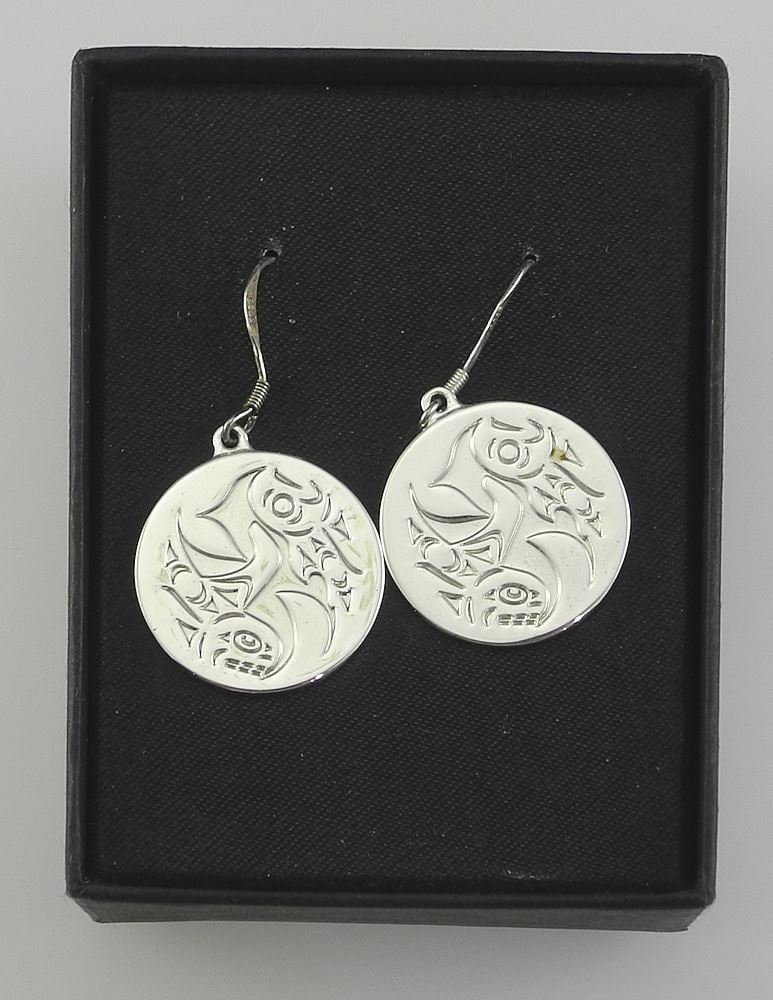 Pair of Coast Salish/Kwagiulth Sterling Silver (925) Earrings by Maynard Johnny Jr, 7.5g. (1 of 3)