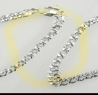 14K Gold Plated Cuban Link Bracelet, 8"L, 7.5mm.: 14K Gold Plated Cuban Link Bracelet, 8"L, 7.5mm.