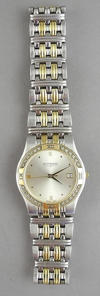 Wittnauer Gents Stainless Steel & Gold Tone Wristwatch with Original Box & Papers.: Wittnauer Gents Stainless Steel & Gold Tone Wristwatch with Original Box & Papers.
