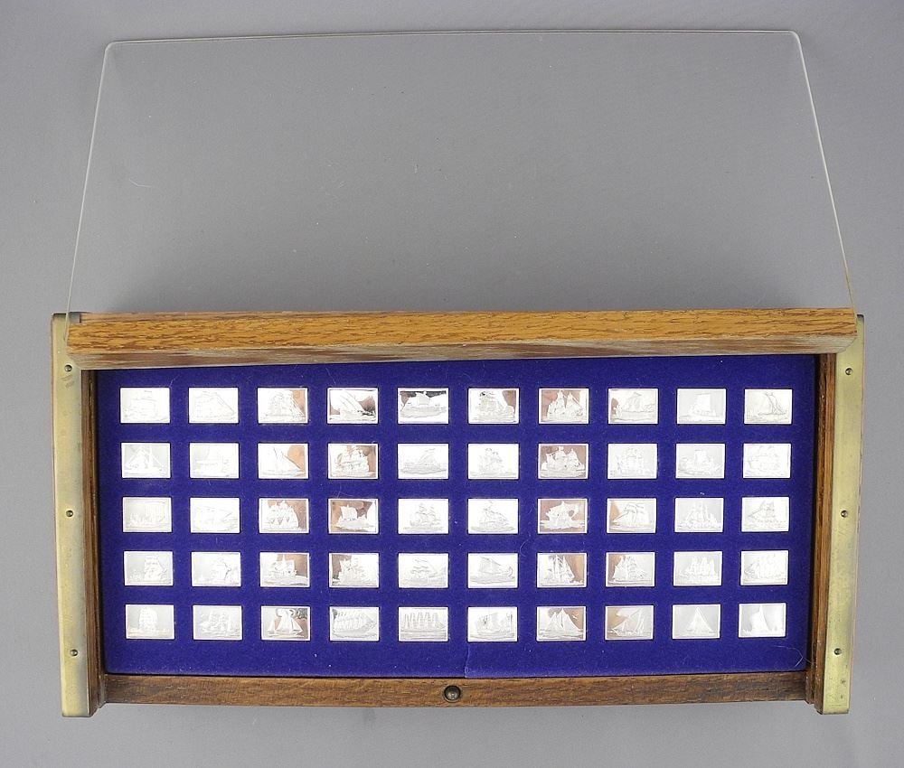 Franklin Mint "Great Sailing Ships of History" Mini Ingot Collection in Case, 12 1/2"w. (1 of 5)