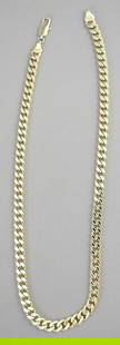 14K Gold Plated Cuban Link Necklace, 18"L, 7.5mm.: 14K Gold Plated Cuban Link Necklace, 18"L, 7.5mm.