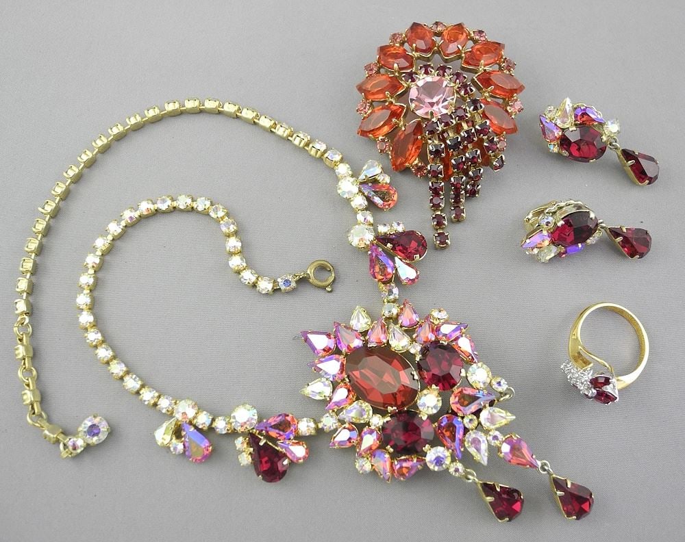Collection of Ruby Tone Costume Jewelry. (1 of 1)