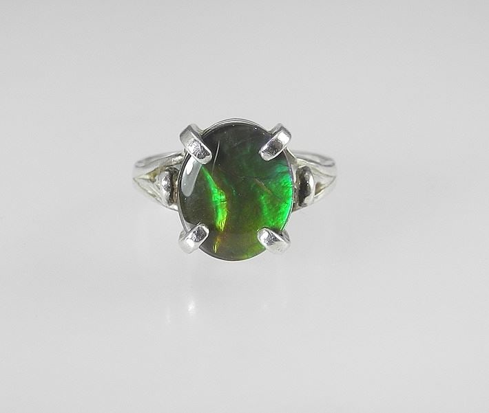 Quadruple A Ammolite Doublet Ring Mounted in Sterling Silver, Size 7, 3.7g. (1 of 4)