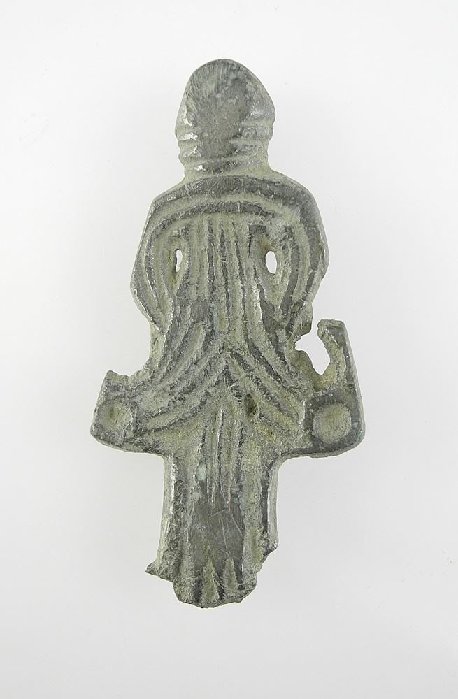 8/9th C. English Bronze Odin & Two Ravens Amulet, 1 7/8"h, 8.6g. (1 of 3)
