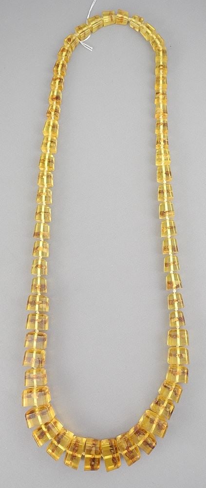 Chunky Vintage Brutalist Amber Coloured Necklace, 34"L.: Chunky Vintage Brutalist Amber Coloured Necklace, 34"L.