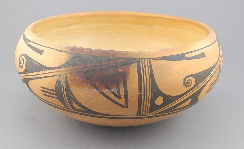 Hopi Pottery Bowl, 4 3/4 x 10 3/4". (1 of 6)