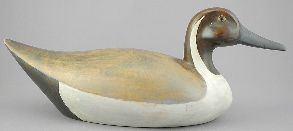 Model Duck Decoy Monogrammed RJE1980 , 17"L.: Model Duck Decoy Monogrammed RJE1980 , 17"L.