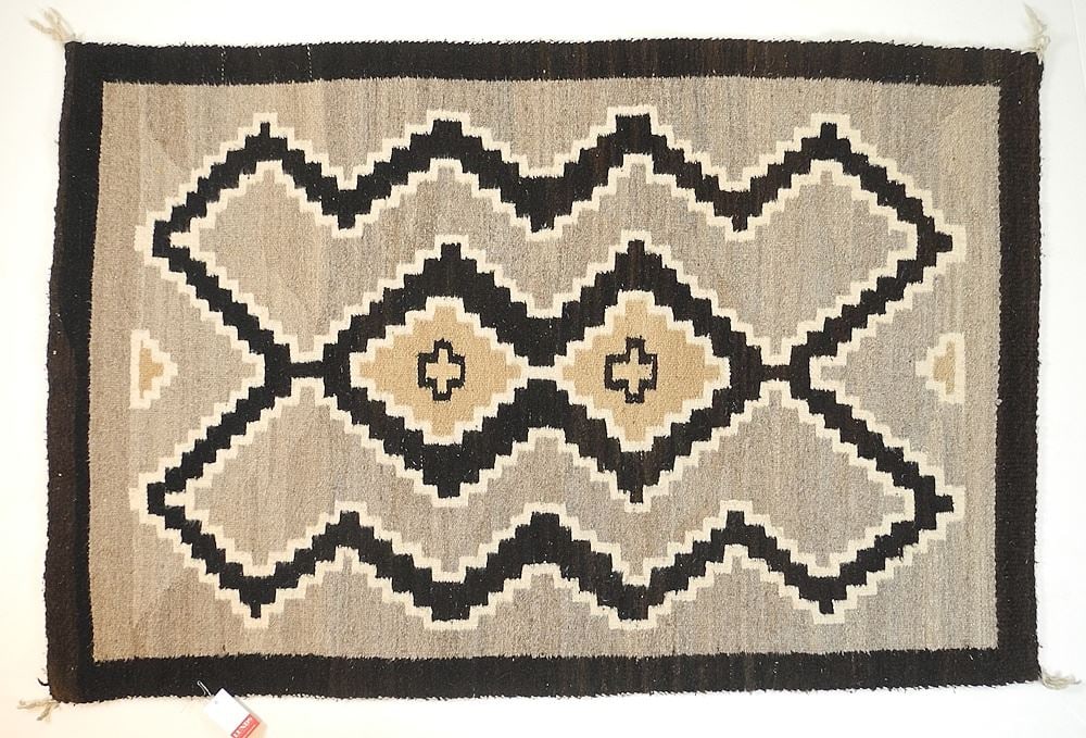 Navajo Two Gray Hills Rug Approximately 53 1/2 x 35 1/2".: Navajo Two Gray Hills Rug Approximately 53 1/2 x 35 1/2".